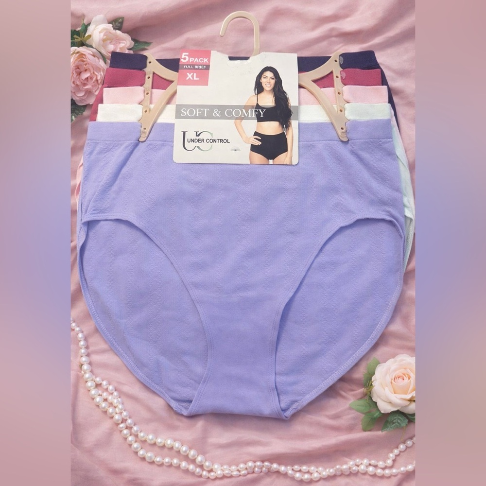 UNDER CONTROL Women's Soft & Comfy Panties FULL BRIEF- 5 pack LARGE EXTRA LARGE